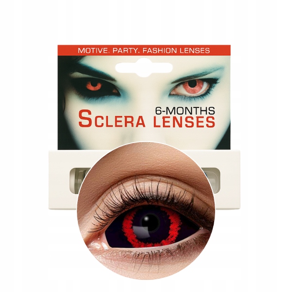 Půlroční Čočky Sclera Red Démon Červené 22 MM Halloween