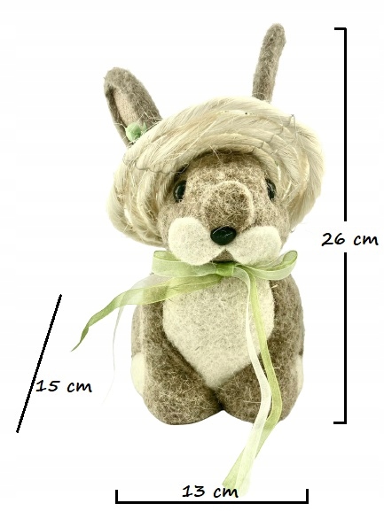 OZDOBA WIELKANOCNA duży brązowy ZAJĄC z kapeluszem Wzór zając