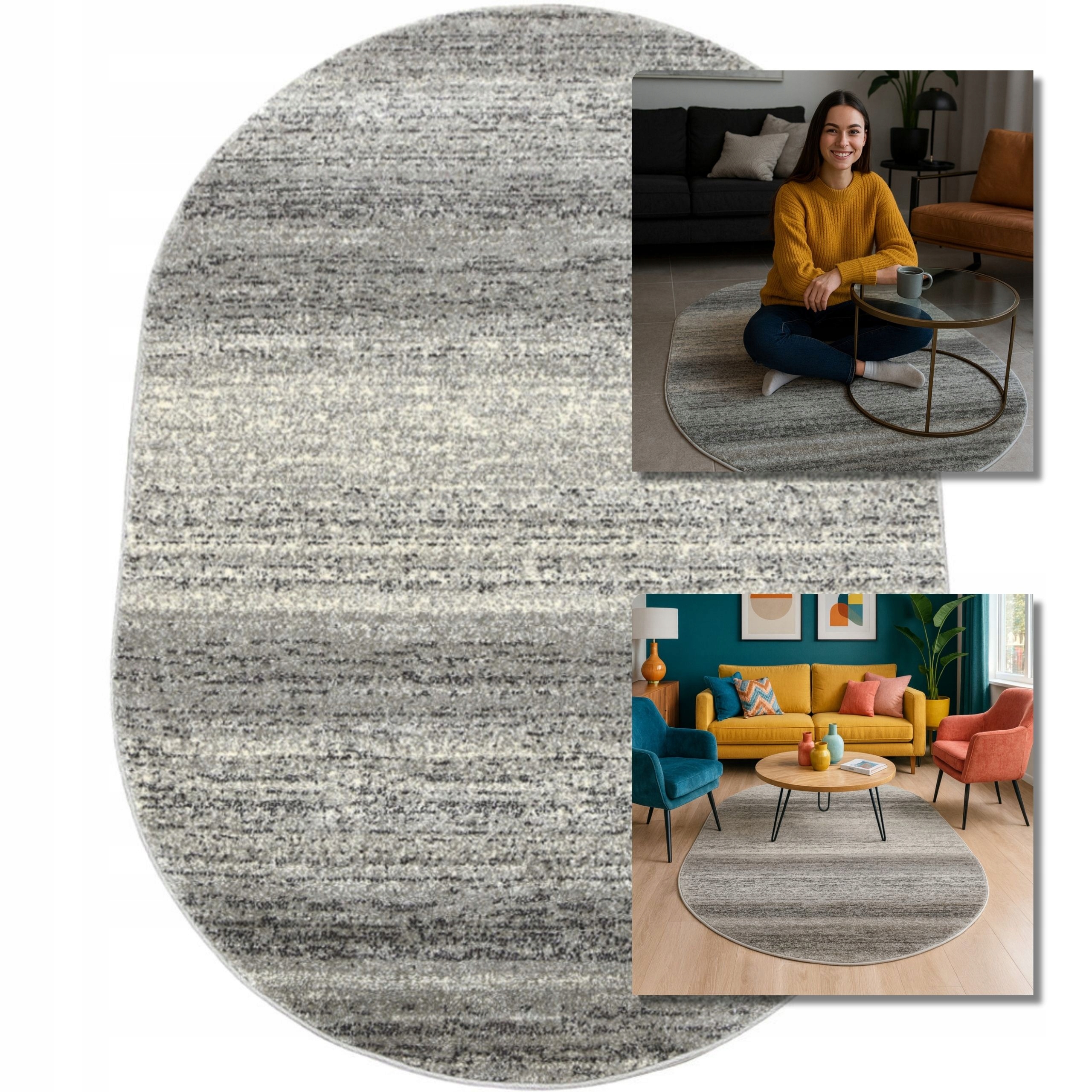 Koberec Oválný Moderní Módní Šedý Koberce Do Obývacího Pokoje Adventure 80x150