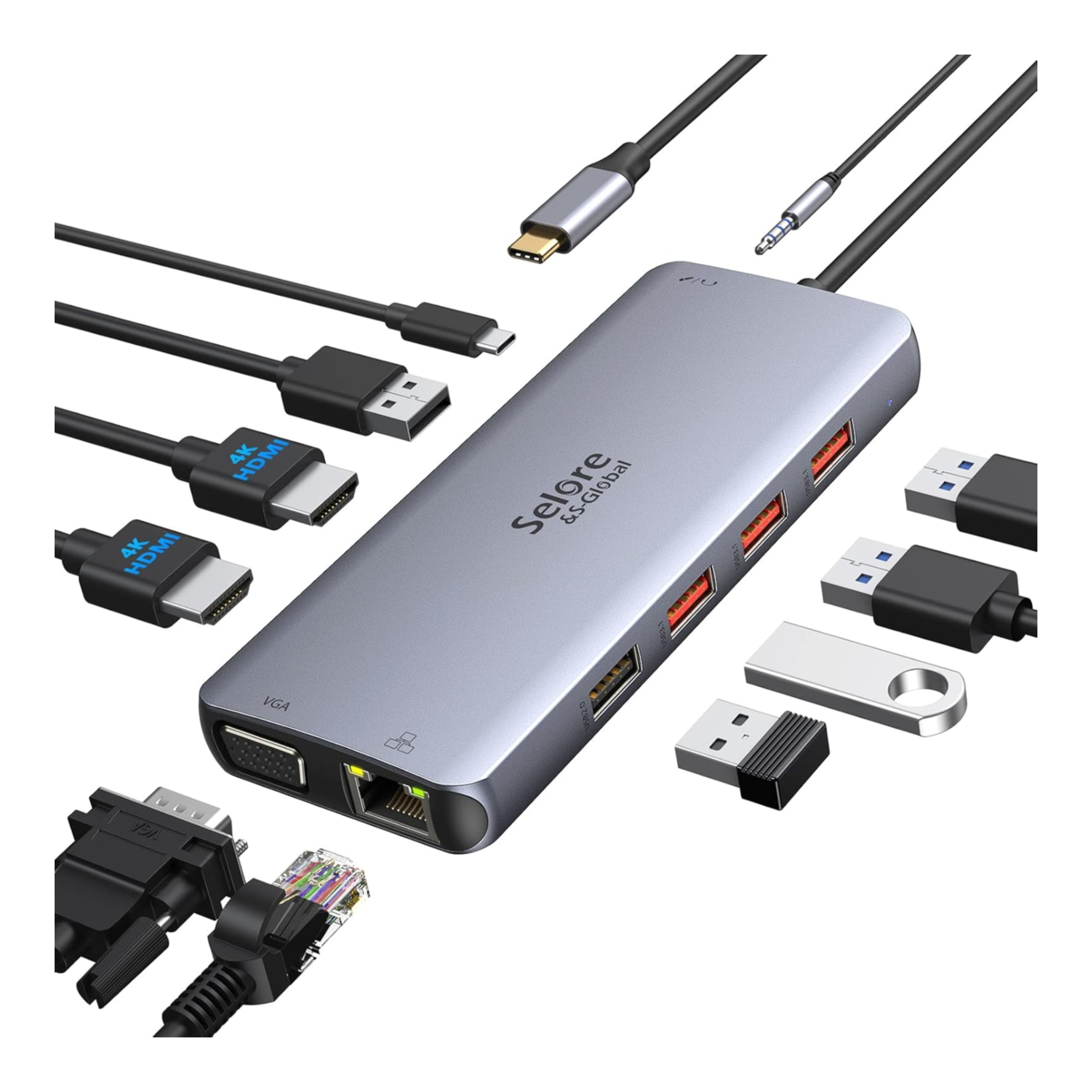 Usb C dokovací stanice pro notebook 2 monitory Hdmi 4K USB3.1 Ethernet PD87W