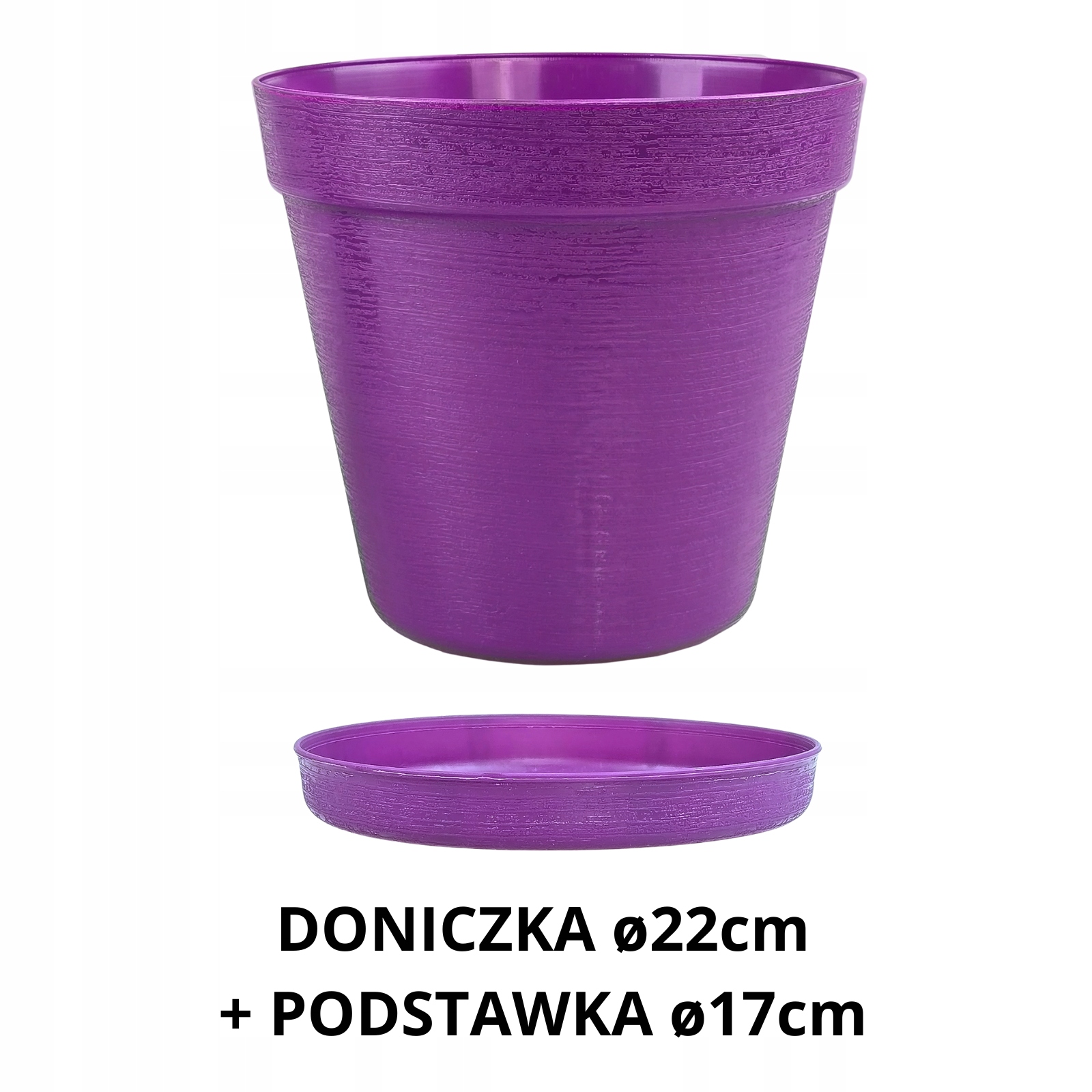 ZESTAW Doniczka 22cm + Podstawka 17cm, 4,85L Stylowy Zestaw EKO, FIOLETOWY