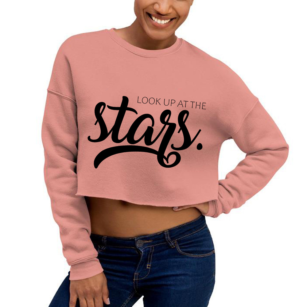 Mikina Cropped Krátká Pohodlná Růžová Stars Módní Letní Vel M MIX Vzorů