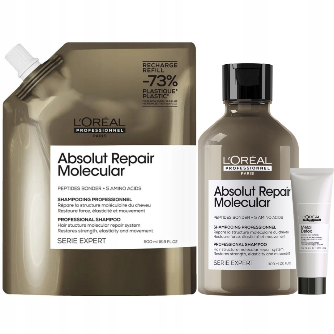 Loreal Absolut Repair Molecular szampon do włosów Refill zestaw