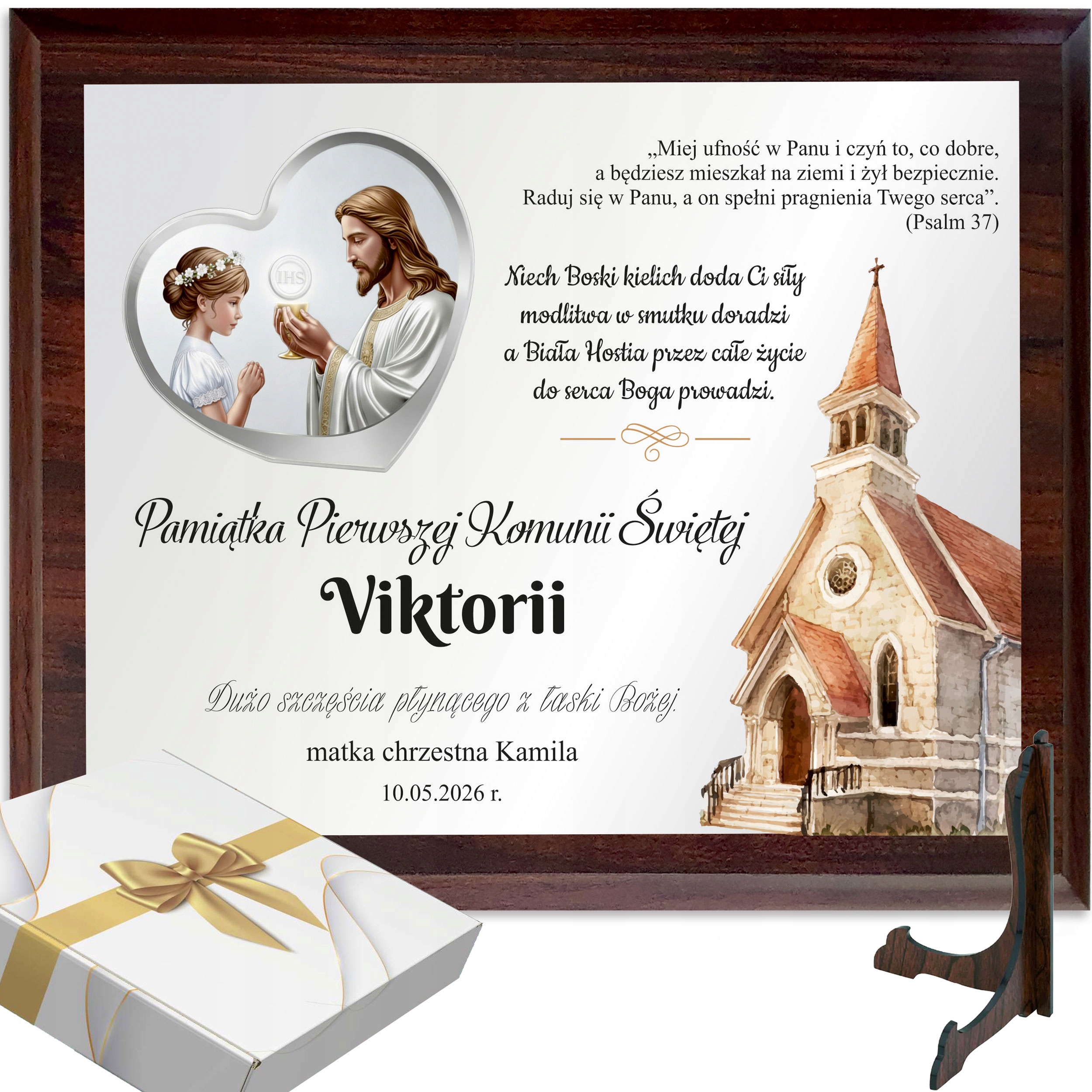 PAMIĄTKA I KOMUNII ŚWIĘTEJ PREZENT NA PIERWSZA KOMUNIA ŚWIĘTA PANEL OBRAZ