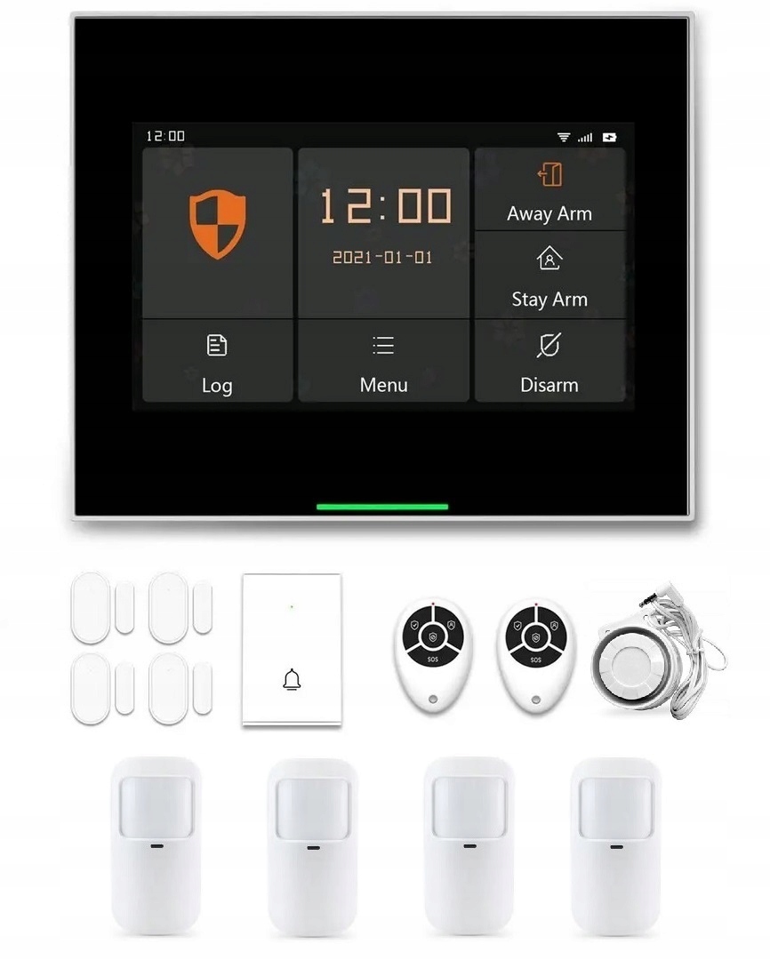 Bezdrôtový LCD Alarm 4.3" Gsm WiFi Zvonček Tuya Smart V Poľštine 4xPIR