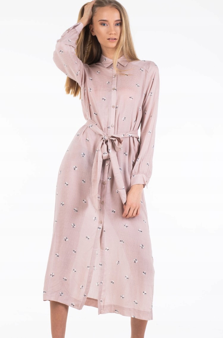 Pepe Jeans Pudrové Šaty Vzor Pásek (s)