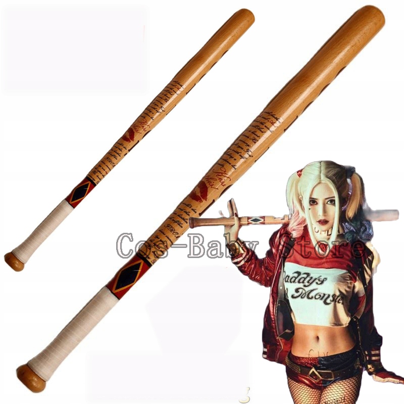 BASEBALLOWY DREWNIANY KIJ BEJSBOLOWYHARLEY QUINN 84CM COSPLAY Materiał drewno