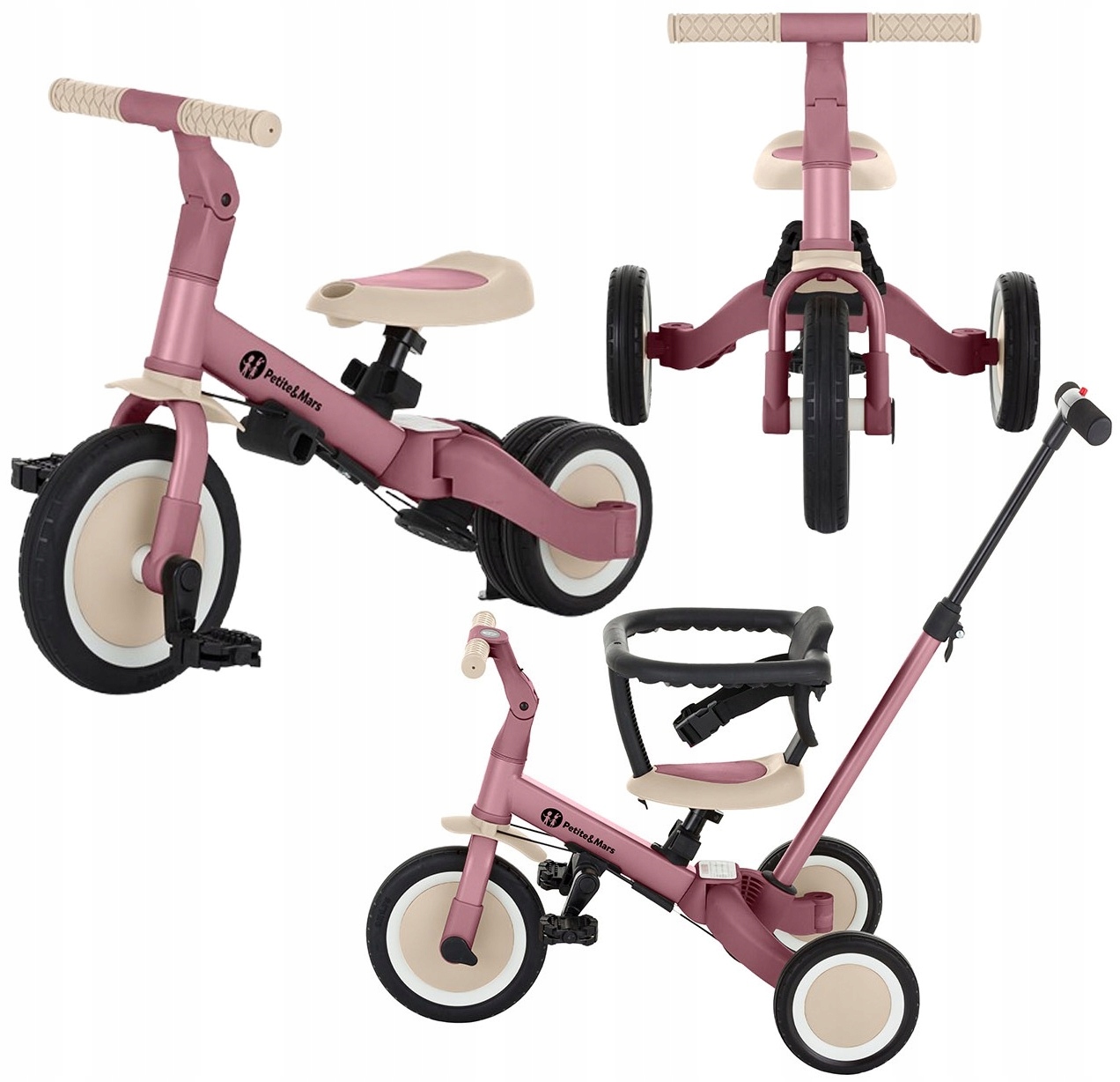 Petite&mars Rowerek Trójkołowy Biegowy Pchacz Jeździk 5W1 Dla Dziecka