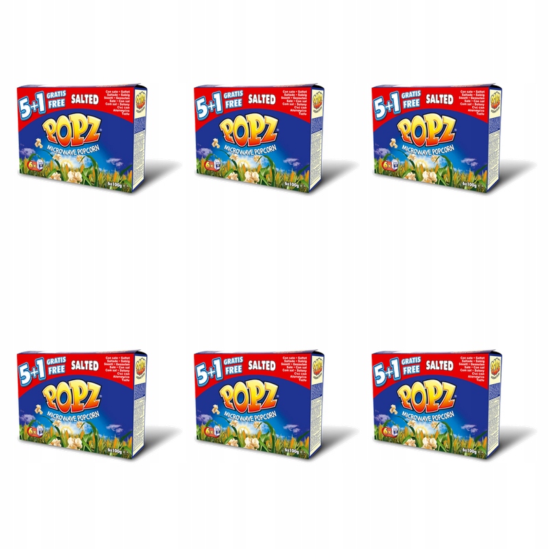 Popz Popcorn do mikrofalówki solony 6 w cenie 5 600 g X6