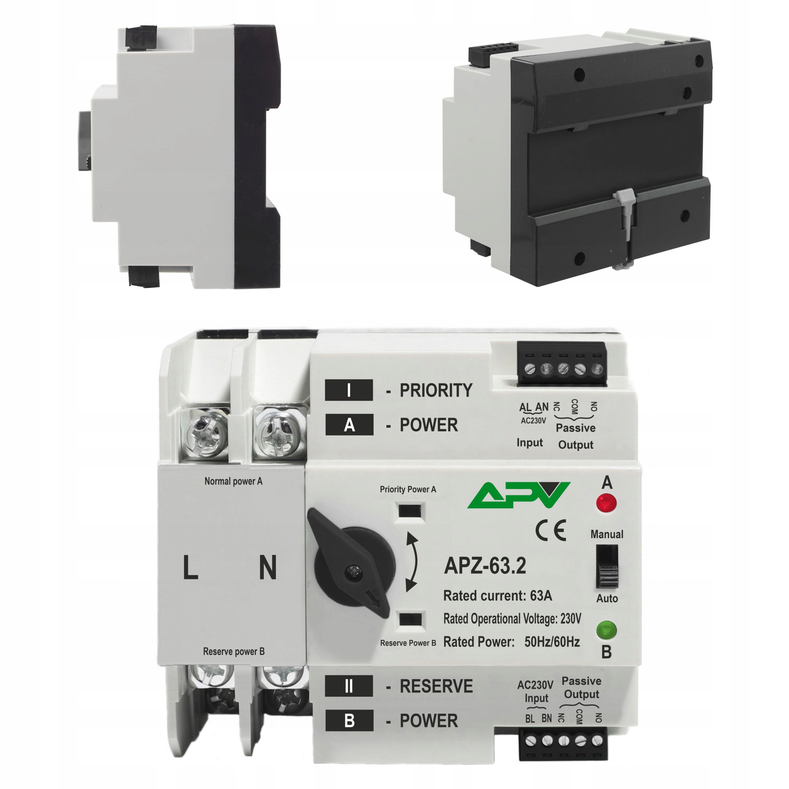 Automatyczny Przełącznik Zasilania Agregat Sieć Fotowoltaika 2P 63A 1-FAZ