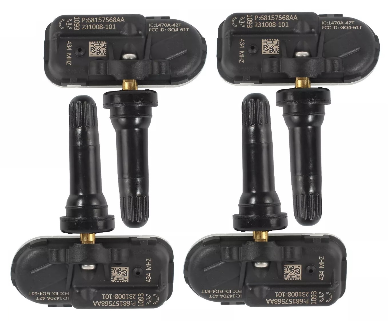 Snímače tlaku v kolese, sada 4 ks Tpms Jeep Dodge Ram 1500 14-18 Mopar