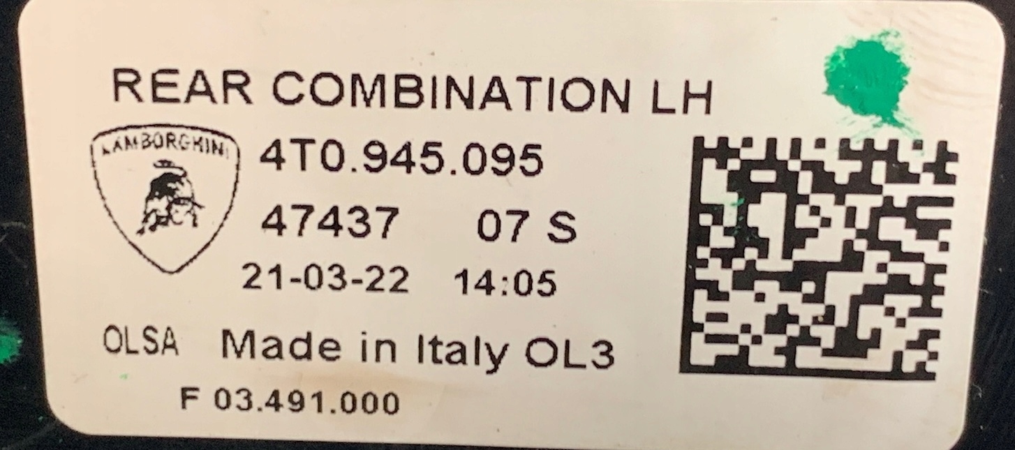 A8 LAMBORGHINI HURACAN light left rear rear part EU 4T0945095