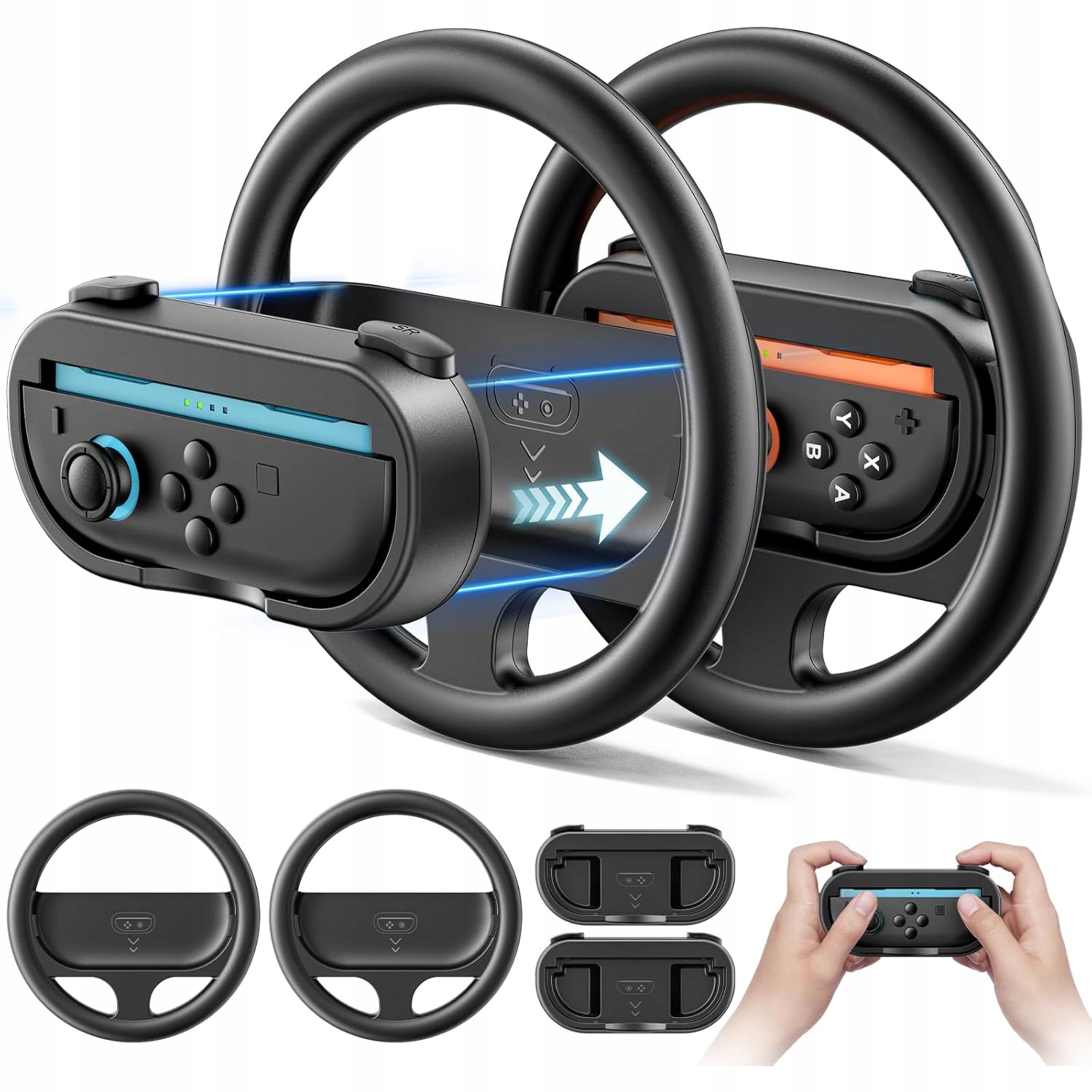 KIEROWNICA DO KONTROLERA NINTENDO SWITCH 2 2szt CZARNY Z GRIPAMI