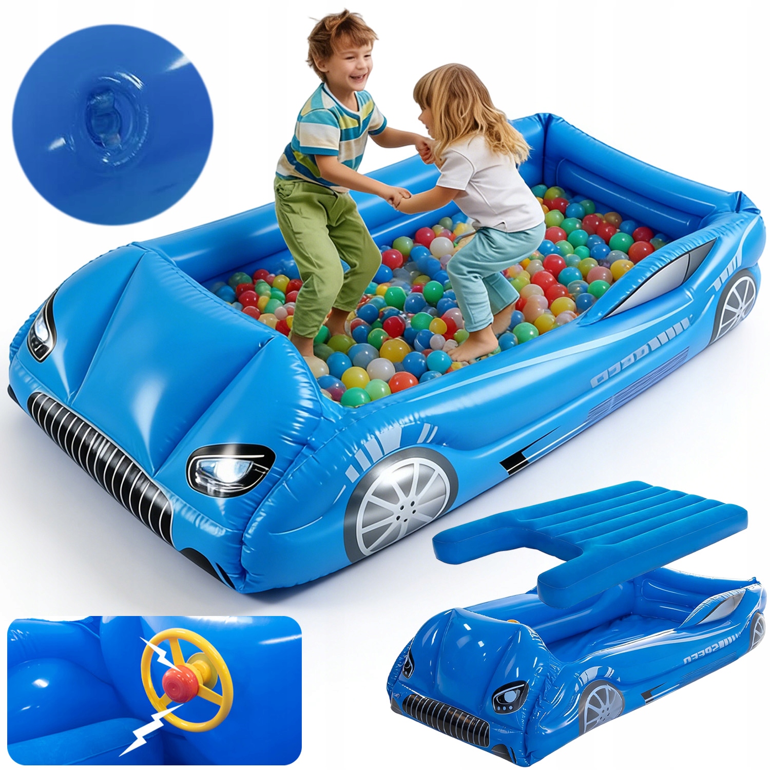 Matrace Nafukovací Postel Na Spaní Pro Dítě Modrá Pro Kempování A Cestování