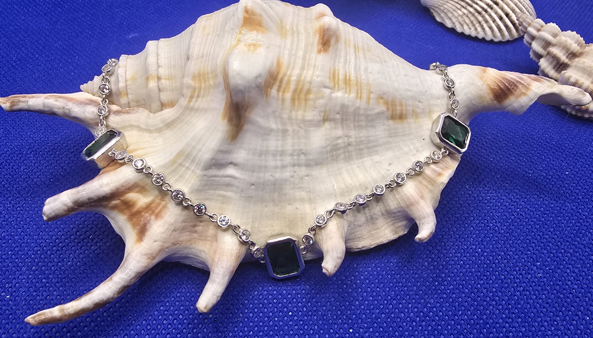 Jemný Stříbrný Náramek Se Zeleným Turmalínem PR.925 6,32 g