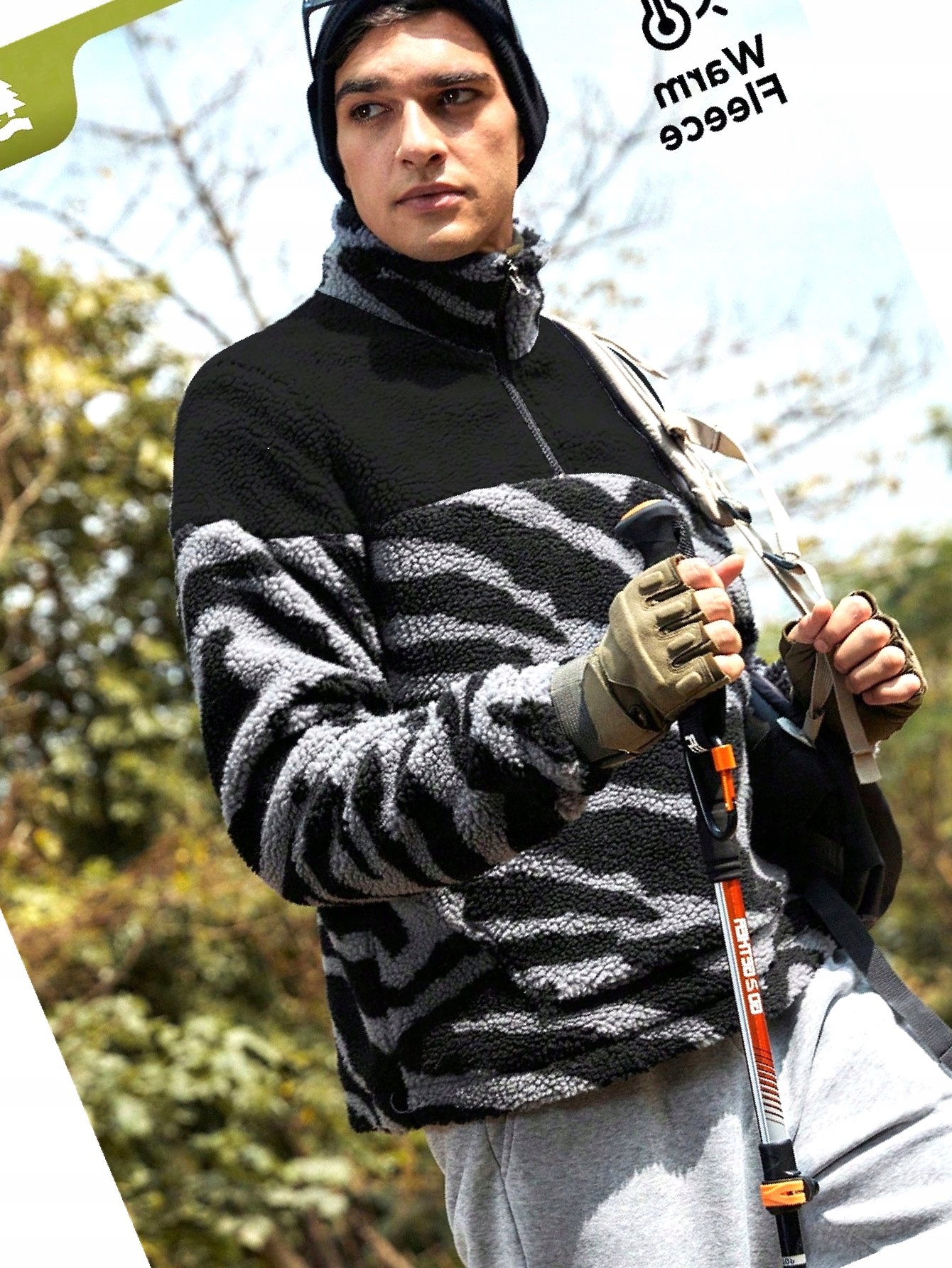 Pánská fleecová bunda Zebra Se Stojáčkem S