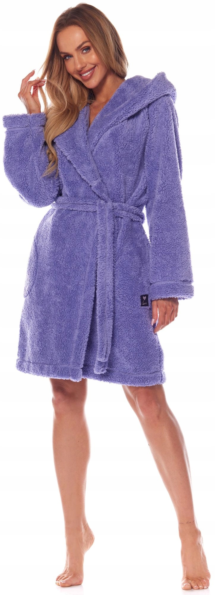 KRÓTKI CIEPŁY PUCHOWY DAMSKI SZLAFROK PODOMKA M Marka L&L