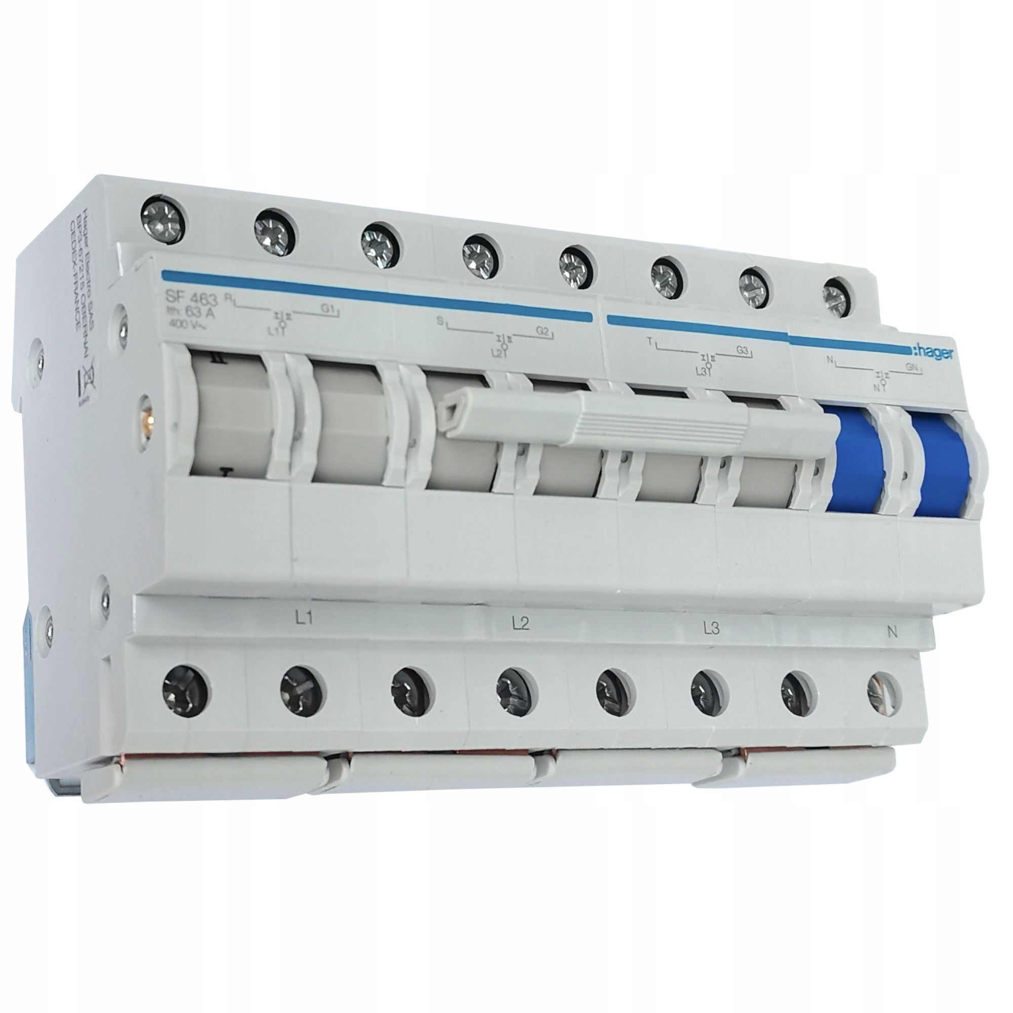 Hager Przełącznik wyboru zasilania 1-0-2 3PN SF463