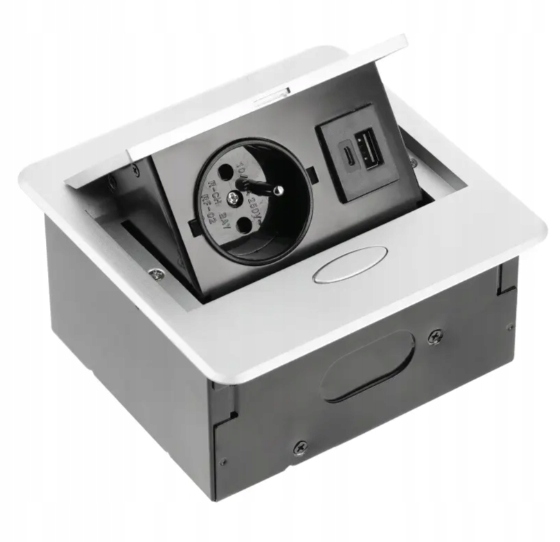 Nábytková zásuvka Gtv Avaro 1x french Usb zásuvka A+c kabel 1.5 m stříbrný