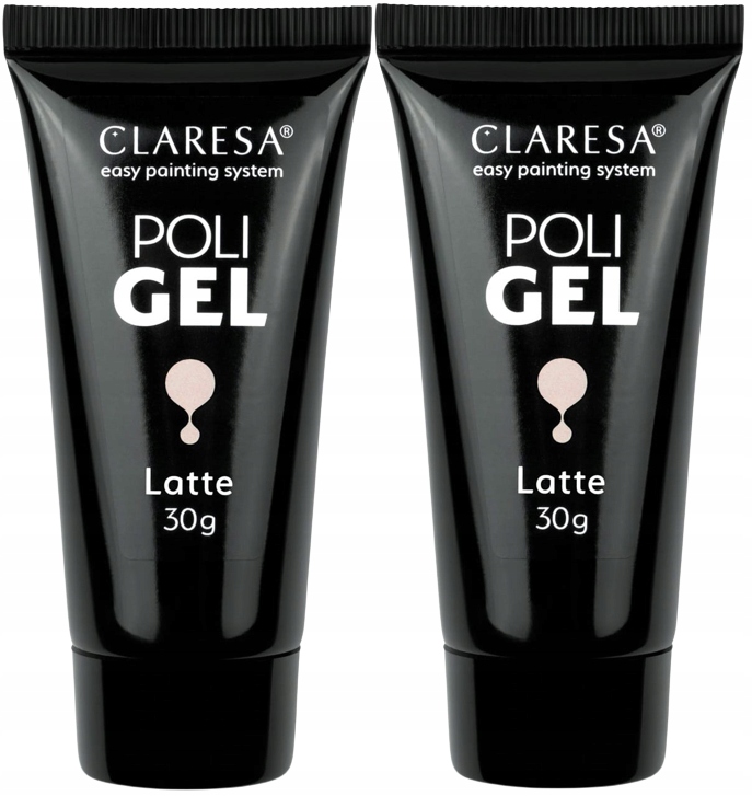 2 x Claresa Poli Gel Gel Latte 30G pro prodlužování nehtů Elastický