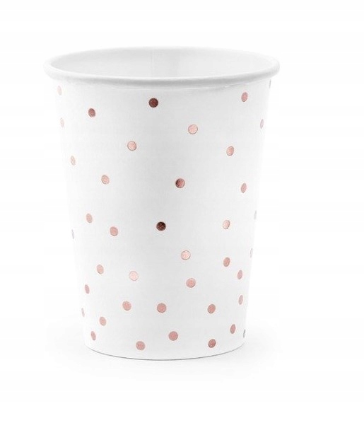 Kubeczki kubki papierowe białe w kropeczki 6 szt