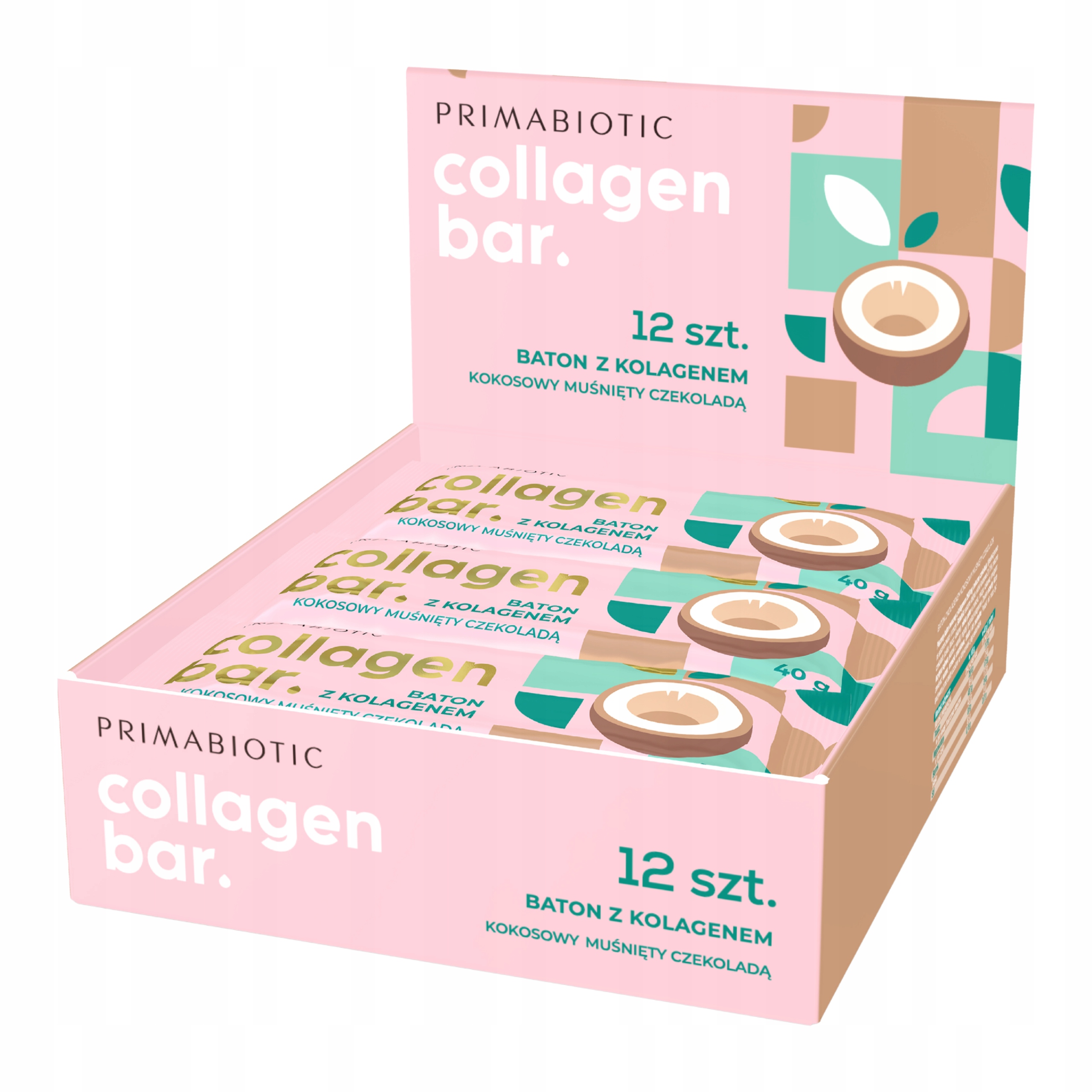 Batony Collagen Bar Primabiotic Kolagen Fit Białko Smak Kokosowy 12 szt.