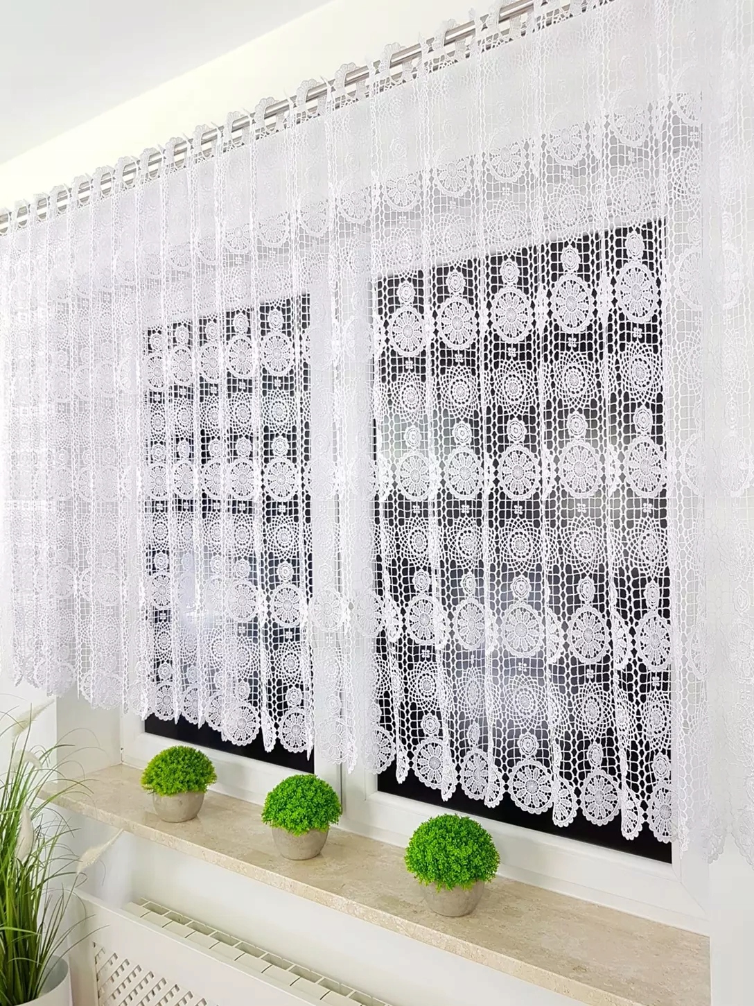 Firana Gotowa Gipiura Nowoczesna Firanka Do Salonu Pokoju Biała 400/120CM