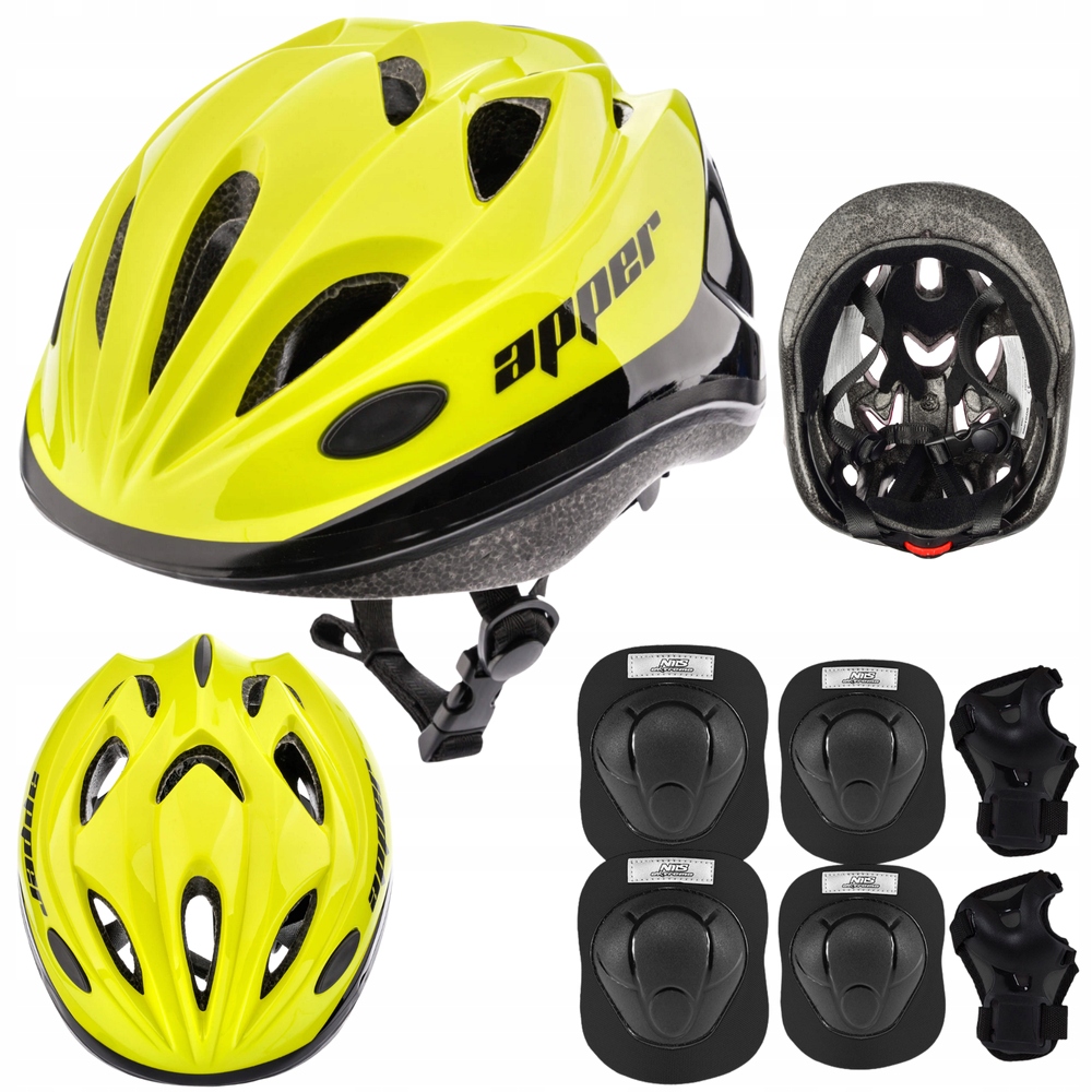 Kask Rowerowy Dziecięcy Z Regulacją Ochraniacze Komplet Na Deskorolkę S