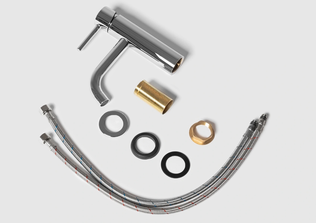 BATERIA UMYWALKOWA KRAN SREBRNA POŁYSK NISKA NEXOS CHROM CALANI Kod producenta CAL-B0050