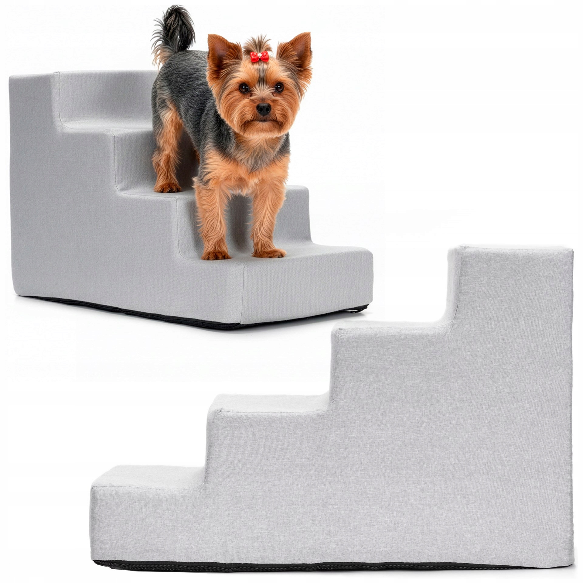 Levně Schůdky Pro Psa Kočku Zvířata Schody Šedé Měkké 40 cm Stupně Plošina Velká