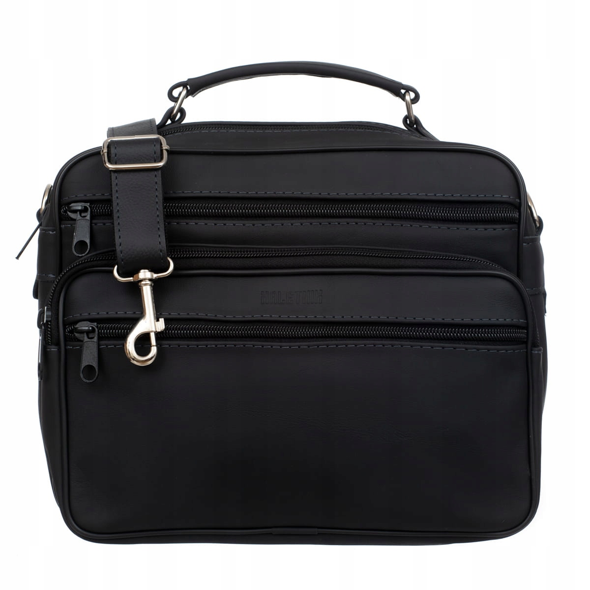 Pánská kožená taška 2 komory Kaletnik Okowa Černá