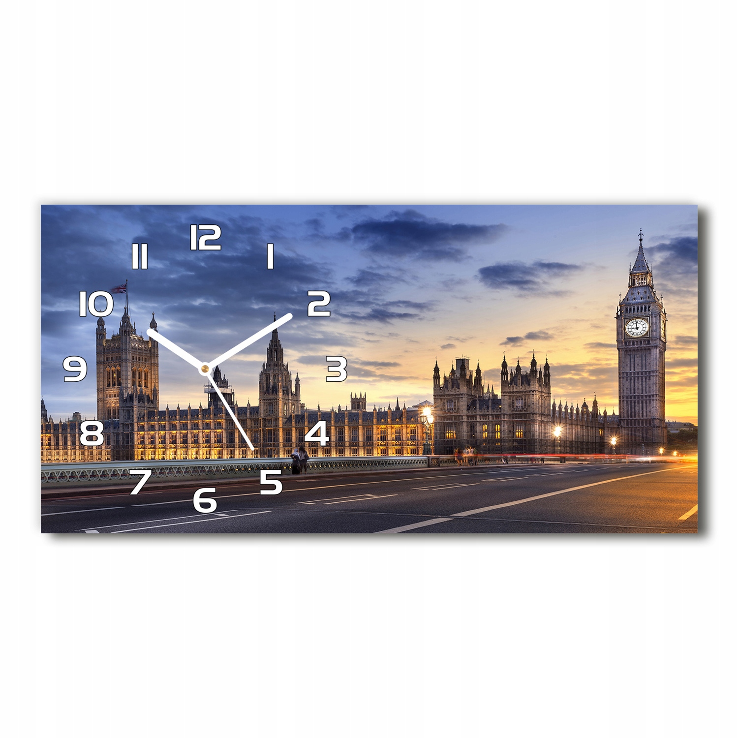 

Cichy szklany zegar na ścianę Big Ben Londyn 60x30
