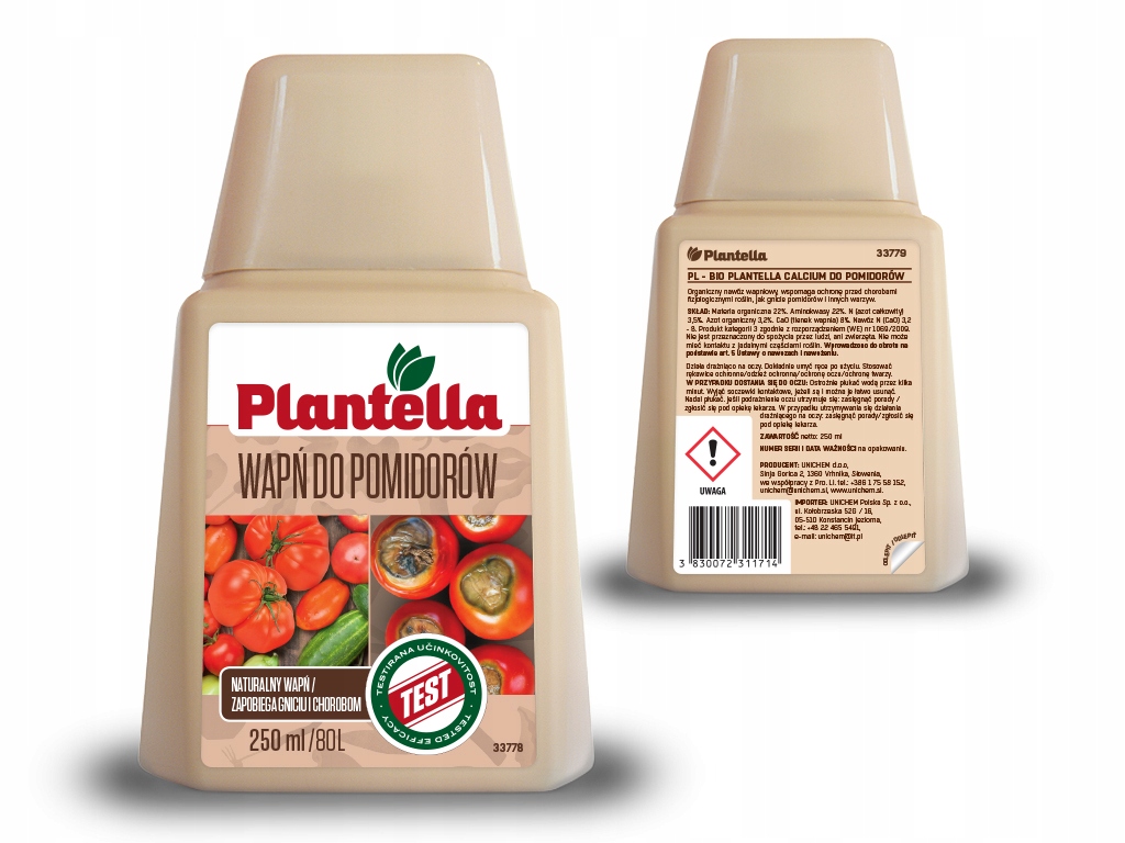 NAWÓZ WAPŃ PŁYN DO POMIDORÓW PAPRYKI OGÓRKÓW CEBULI BIO PLANTELLA 250ML Producent inna