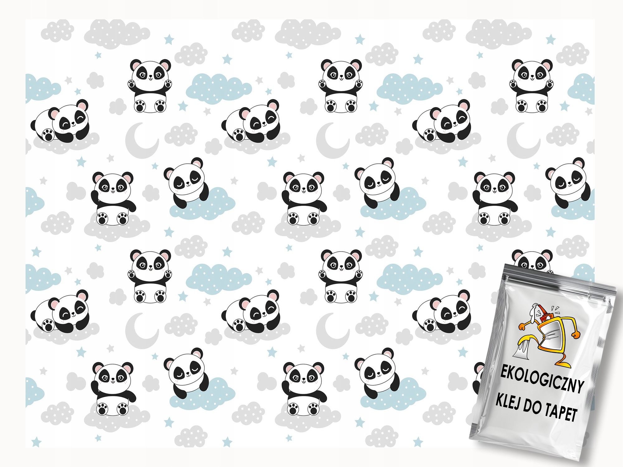 Fototapeta Flizelina Děti Noc Sen Měsíc Obláčky Medvídek Panda 250x175 lepidlo