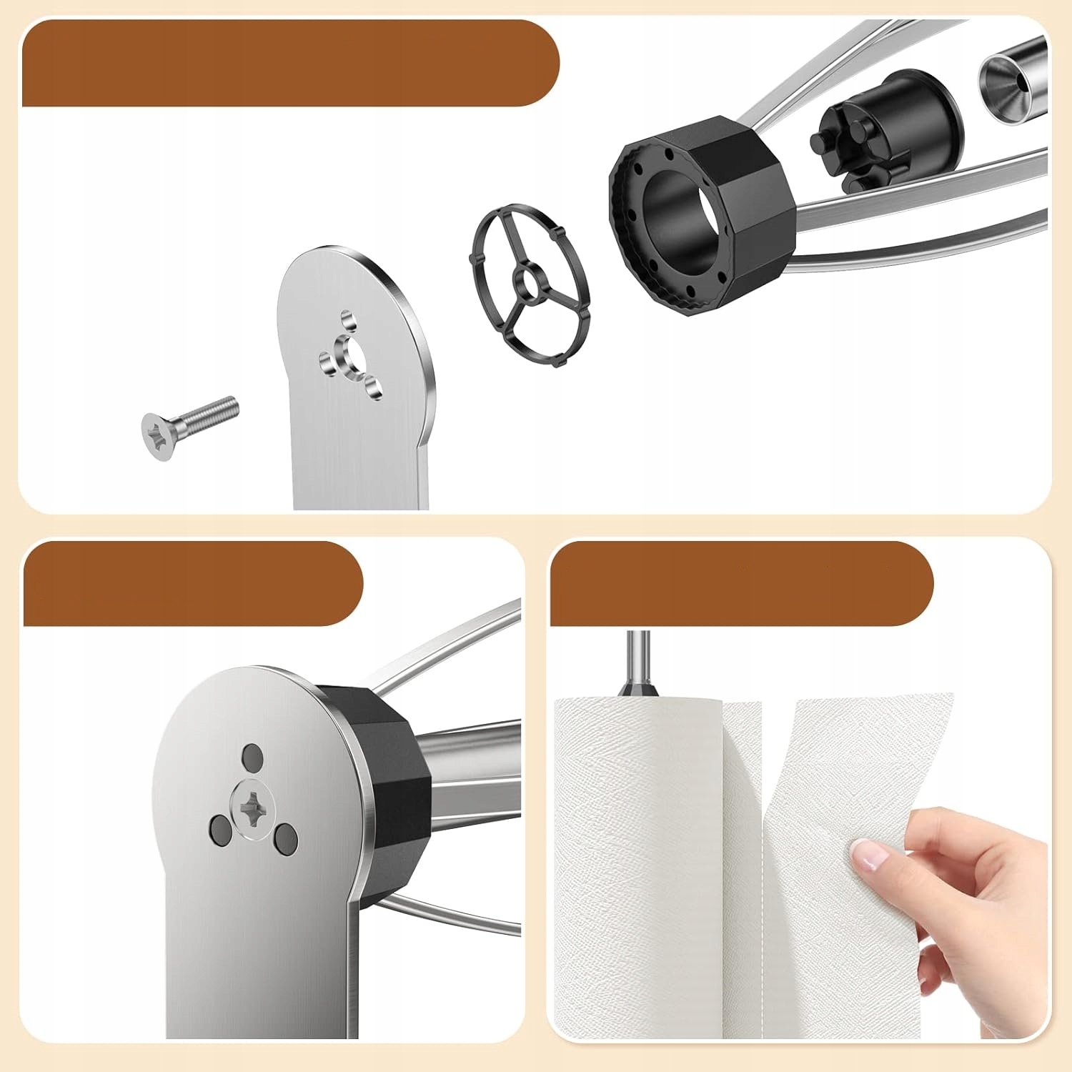 UCHWYT WIESZAK NA RĘCZNIK PAPIEROWY KUCHENNY LOFT Długość/wysokość 31 cm