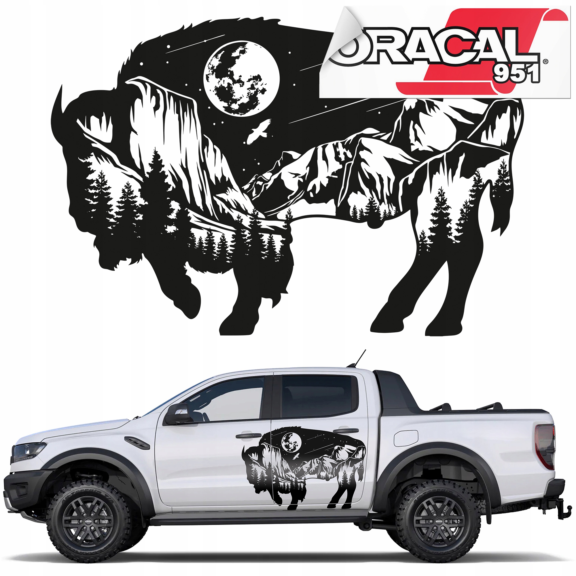 NAKLEJKA NA BOK CAMPERA CAMPING ŻUBR LAS 93x137