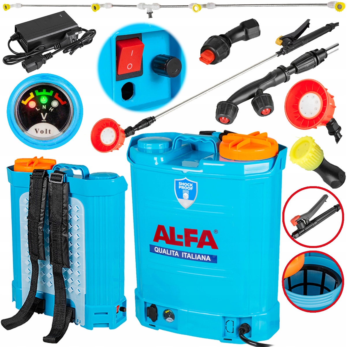 Opryskiwacz Akumulatorowy Ciśnieniowy Plecakowy Elektryczny 5 Dysz 16L