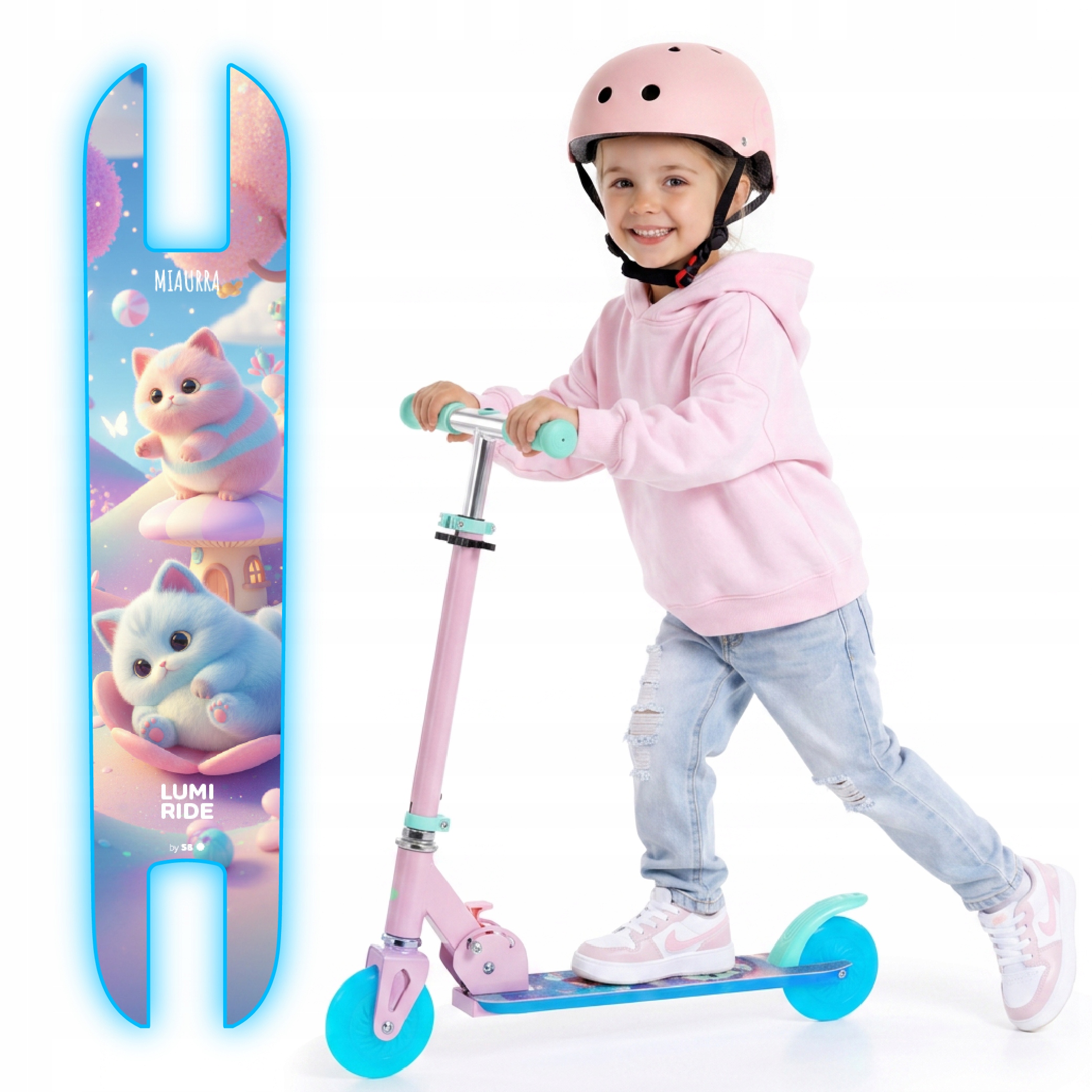 Lumi Ride Hulajnoga dwukołowa dla dzieci składana regulowana Led Sun Baby
