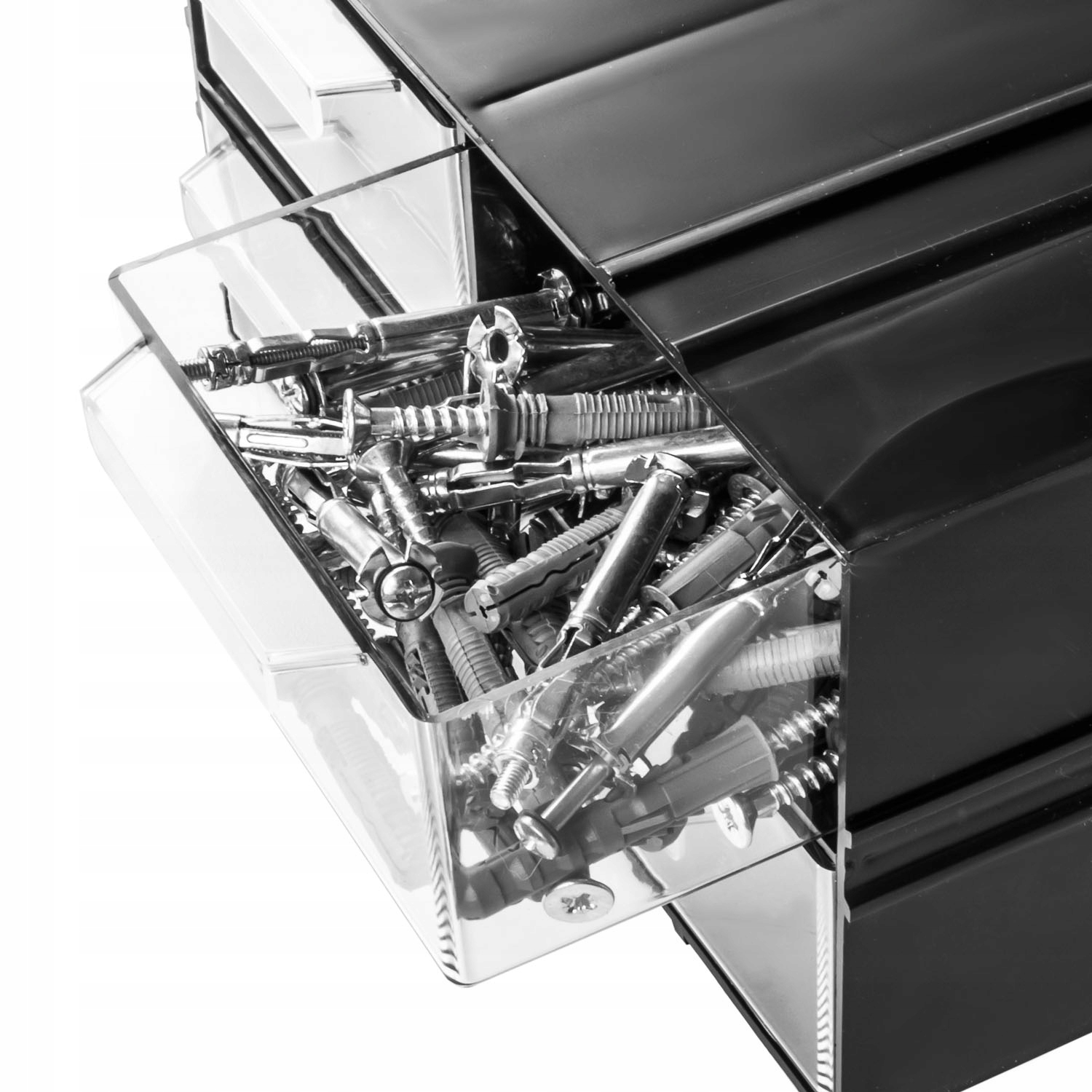 Szufladki warsztatowe organizer 4 pojemniki komory Kolor dominujący przeźroczysty