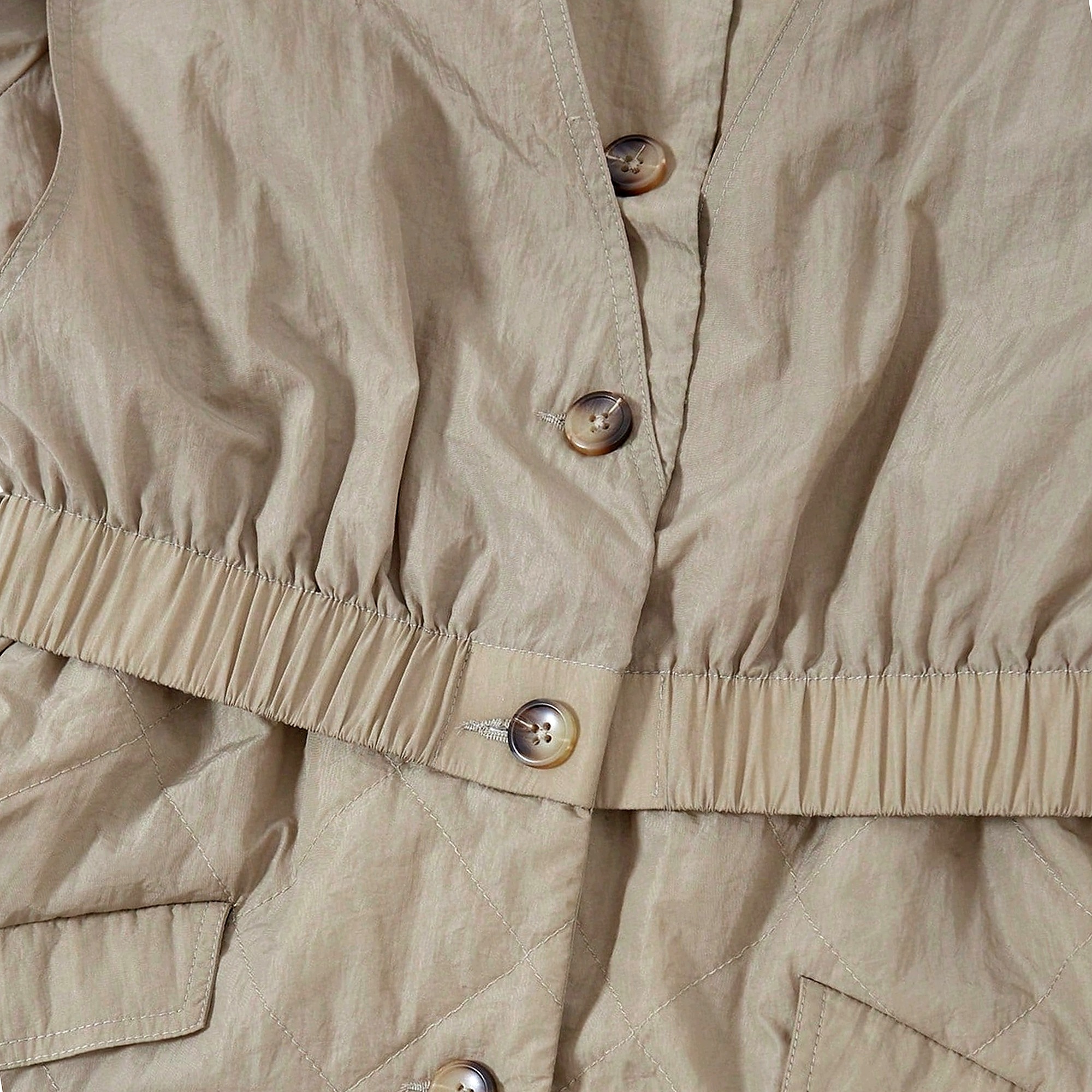 Dámská bunda S Kapucí s prošíváním a zateplením Khaki Xs 34