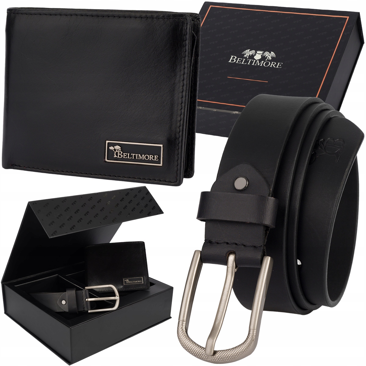 Dárková sada pánský kožený pásek peněženka krabička Beltimore
