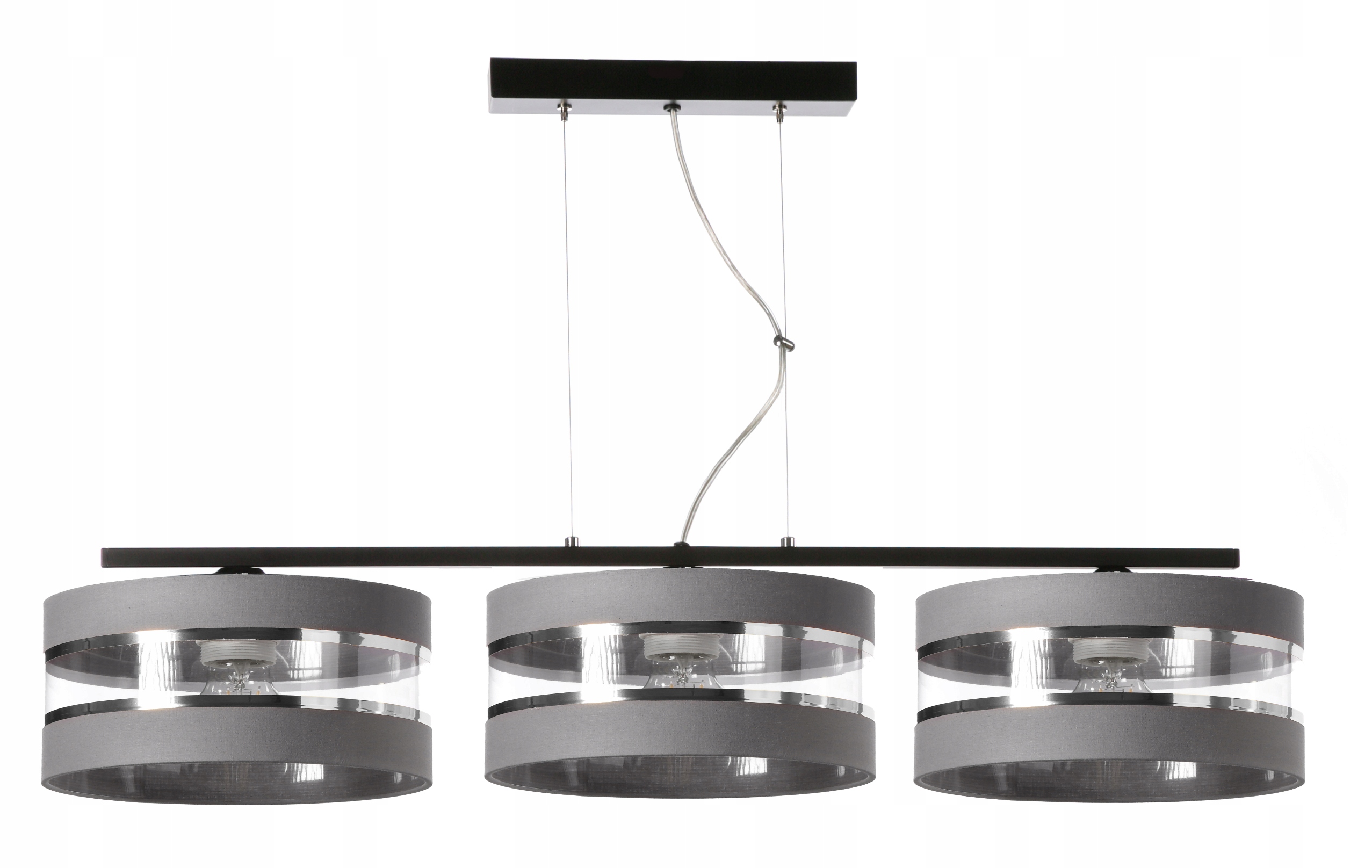 Závěsná lampa Mila Abažur Stříbrné pruhy Glamour E27