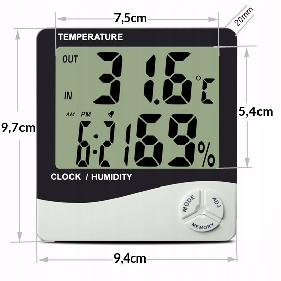 STACJA POGODOWA POGODY TERMOMETR HIGROMETR ZEGAR PODSTAWKA ZAWIESZKA ZESTAW Marka Blow