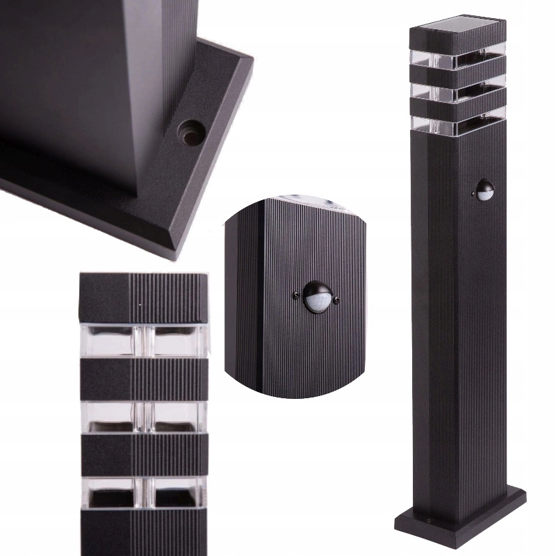 Led osvětlovací sloupek Zahradní lampa Pir senzor pohybu 60 cm IP44 Černá