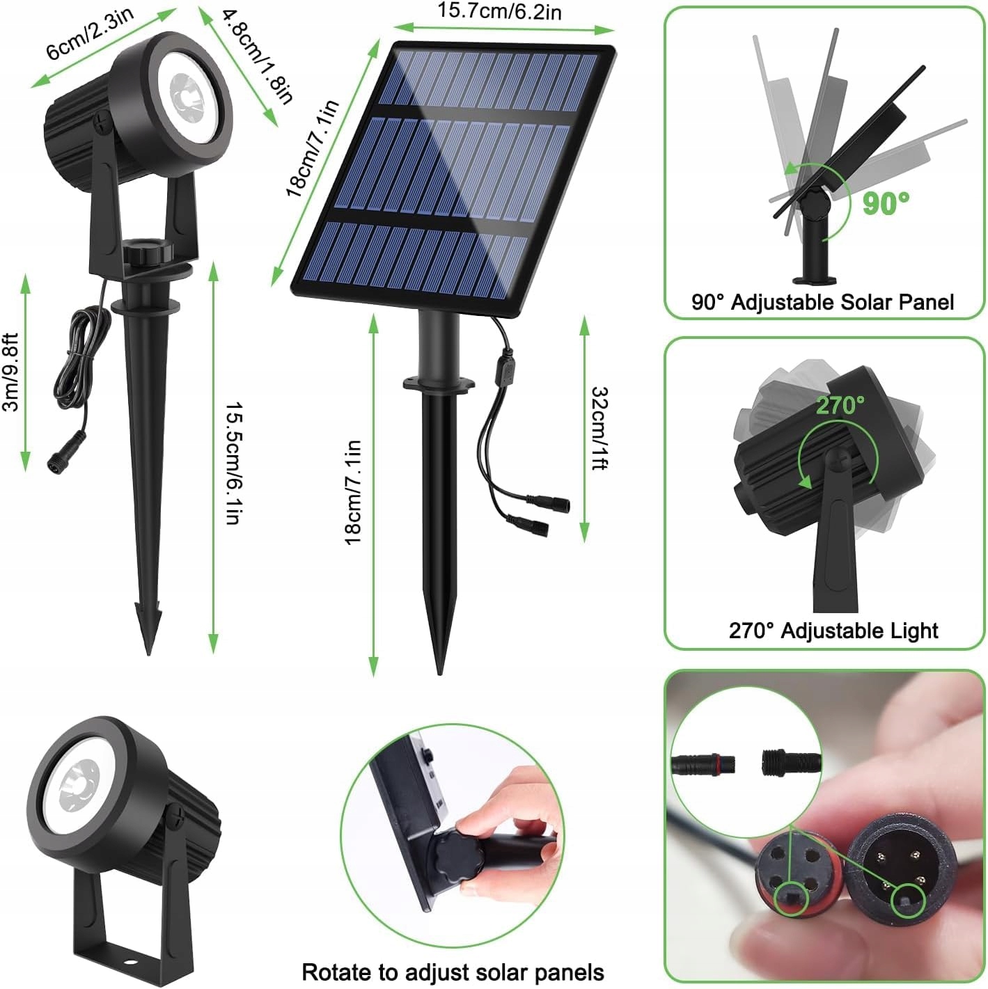 NATPOW LED Solar Garden Reflectors IP65 6000K 2 Brightness Levels — miniatura 8