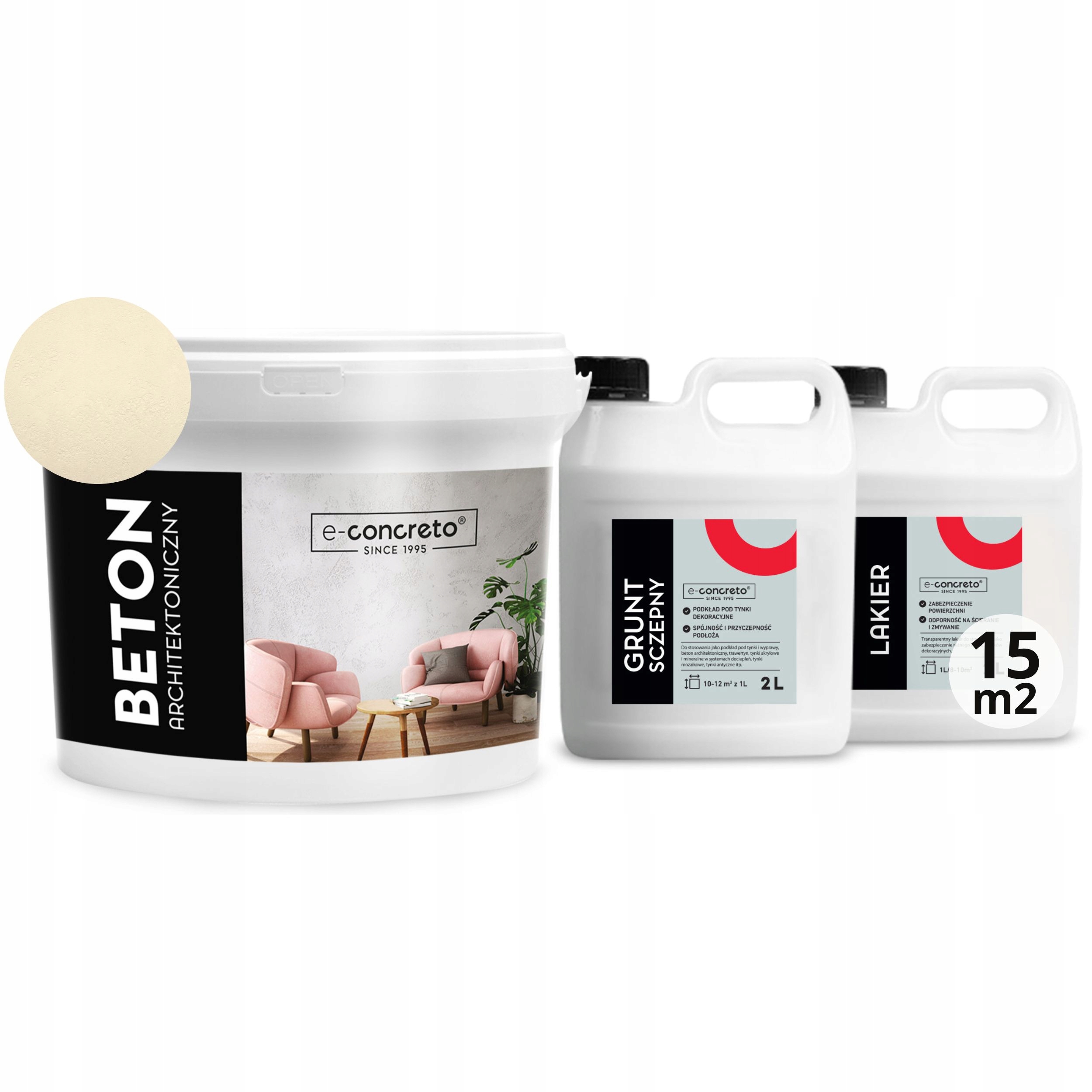 Architektonický beton Set na 15 m2 Vanilková Béžová Grunt+beton+lakier