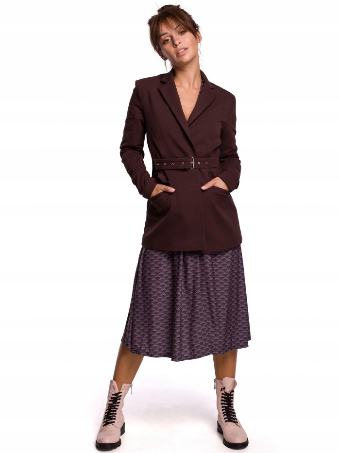 

Eu XL B159 Niezapinany żakiet z paskiem i klamrą -