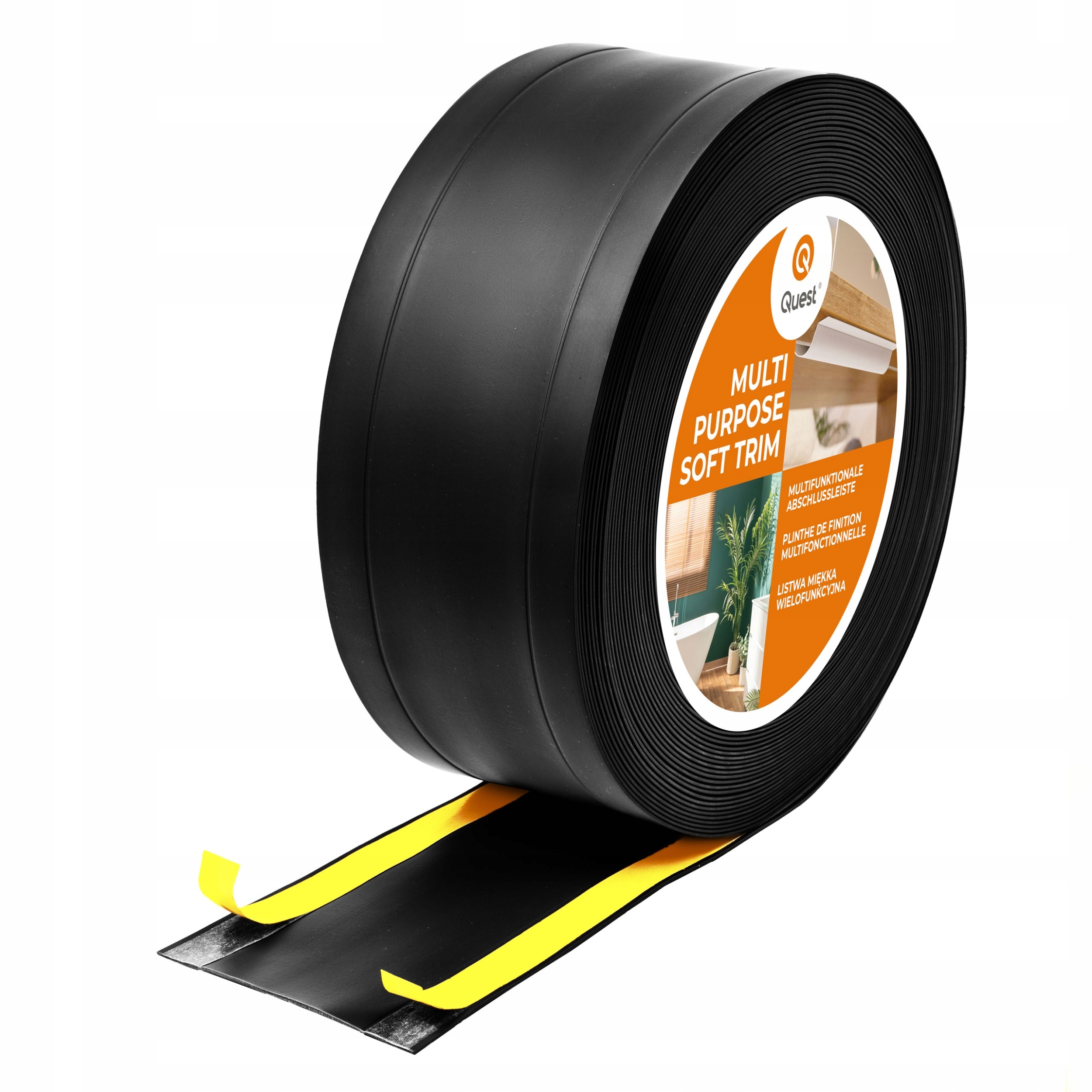 Pvc dokončovacia lišta 6v1 samolepiaca, čierna, 25 m, 95 mm, W1