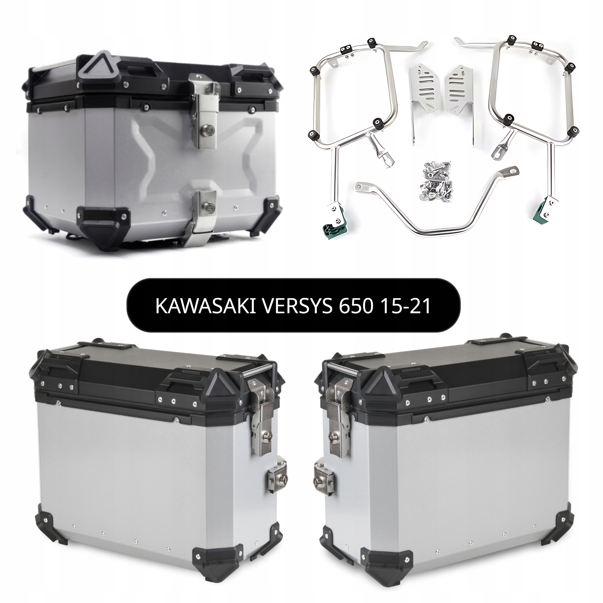 Kufřík Kufry Hliníkové Rošty Kawasaki Versys 650 2015-2021 Set TopX