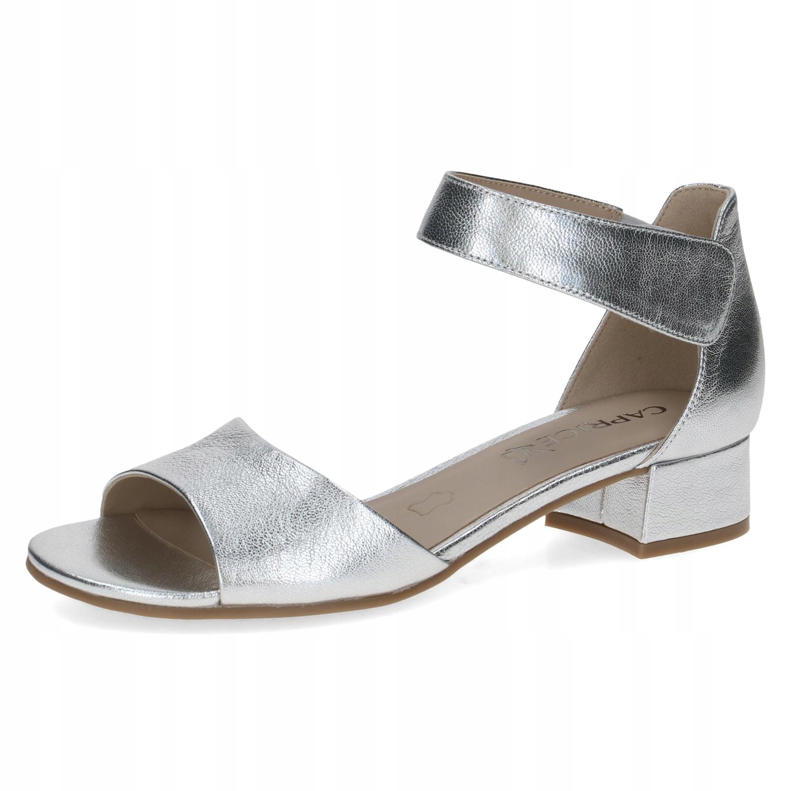 Elegantní kožené sandály Caprice Carla stříbrné barvy [28212-42-920] vel. 37,5